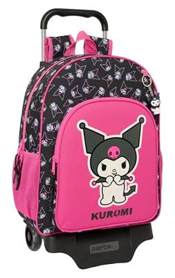 Schoolrugzak met Wielen Kuromi Zwart Fuchsia 33 x 42 x 14 cm