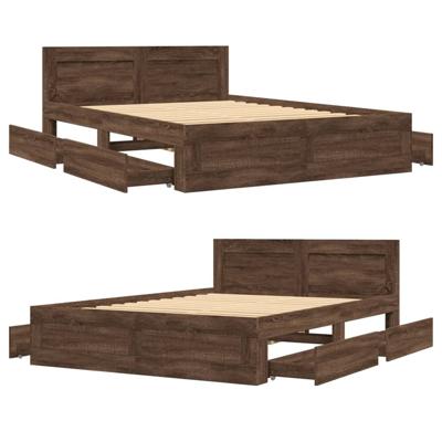 Bedframe met hoofdeinde bruin eikenkleur 120x190 cm