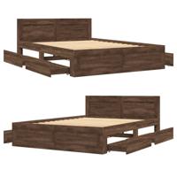 Bedframe met hoofdeinde bruin eikenkleur 120x190 cm - thumbnail