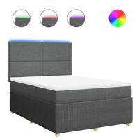 Boxspring met matras stof donkergrijs 140x190 cm - thumbnail