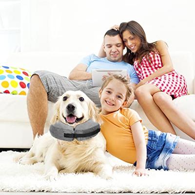 Nobleza Opblaasbare herstelhalsband voor hond en kat, verstelbaar, voor huisdieren, opblaasbare beschermende halsband voor katten, honden, herstel van operaties of wonden, grijs (S)