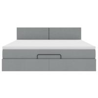 Ottoman bed met matras en LED's 90x190cm stof lichtgrijs - thumbnail