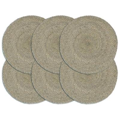 Placemats 6 st rond 38 cm jute effen grijs Placemats 6 st rond 38 cm jute effen grijs