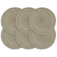 Placemats 6 st rond 38 cm jute effen grijs - thumbnail