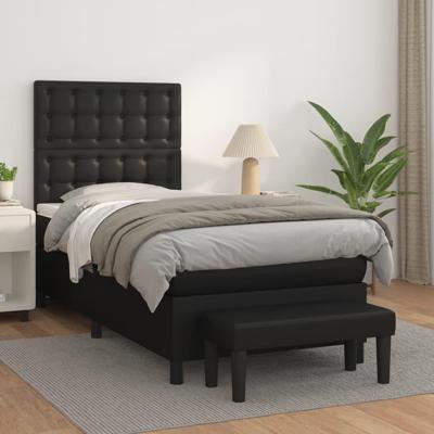 Boxspring met matras kunstleer zwart 100x200 cm