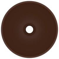 VidaXL Wastafel rond 32,5x14 cm keramiek mat donkerbruin - thumbnail