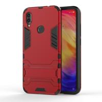 Schokbestendige PC + TPU Case voor XiaoMi RedMi Note 7 met houder (rood) - thumbnail