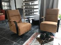 Set van 2 leren draaifauteuils met stervoet - bruin leer - Echt leer, Industrieel, ontdek de vele Leersoorten en Kleuren bij ShopX - thumbnail