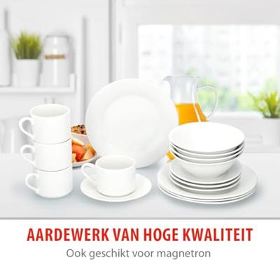 Ontbijtset 16 delig wit aardewerk - thumbnail