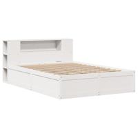 Bedframe zonder matras massief grenenhout wit 140x190 cm - thumbnail