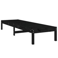Ligbedden 2 st 199,5x60x74 cm massief grenenhout zwart - thumbnail