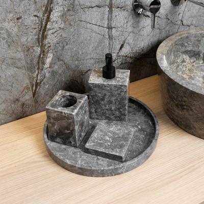 Accessoires set Loutro Sabii Bestaande Uit Tandenborstelhouder, Zeephouder, Zeeppompje en Zeepschaal Taupe Loutro