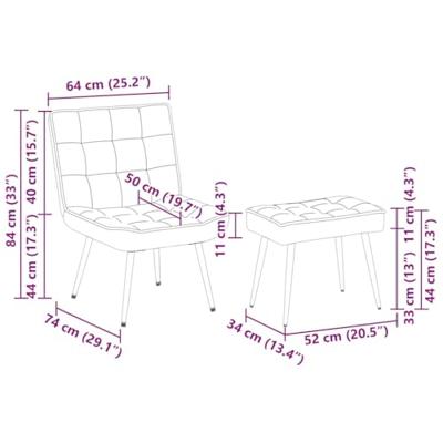 Relaxstoel met voetenbank fluweel lichtgrijs