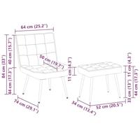 Relaxstoel met voetenbank fluweel lichtgrijs - thumbnail