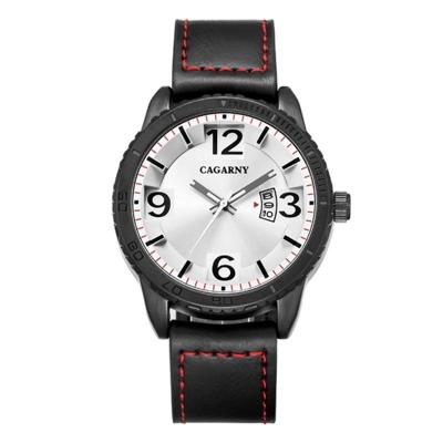 CAGARNY 9857 Fashion Quartz beweging polshorloge met lederen Band(White)