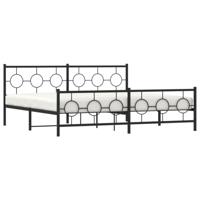 Bedframe met hoofd- en voeteneinde metaal zwart 193x203 cm - thumbnail
