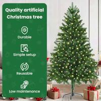 VidaXL Kerstboom met 300 led met standaard groen 180 cm pe - thumbnail