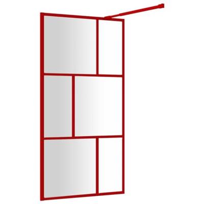 Inloopdouchewand transparant 100x195 cm ESG-glas rood - thumbnail