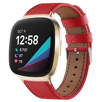 Fitbit Versa 3/4 & Sense 1/2 leren bandje - Rood Fitbit Versa 3/4 & Sense 1/2 leren bandje - Rood
