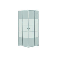 GO by Van Marcke Avis douchecabine 90x90x185cm vierkant 2 schuifdeuren 4mm helder veiligheidsglas met matte stroken aluminium verchroomd 114420 - thumbnail