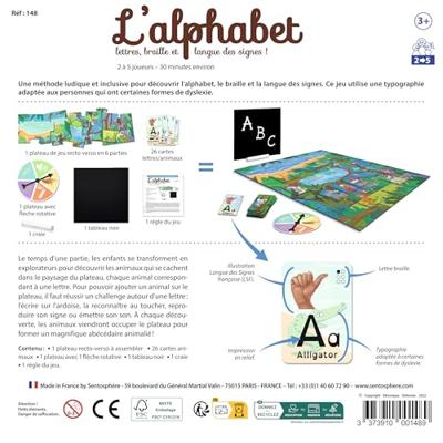 Bordspel - SENTOSFEER - Het Alfabet - Hoofdletters - Kleine letters - Braille - Gebarentaal - Vanaf 3 jaar