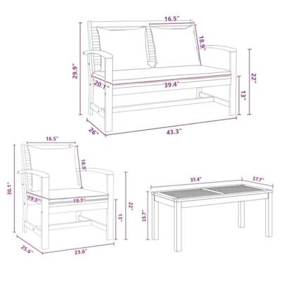 Tuinbankenset 5 pcs Naturel Massief Teakhout