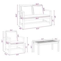 Tuinbankenset 4 pcs Naturel Massief Teakhout - thumbnail