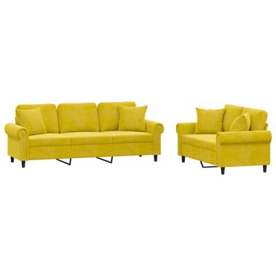 2-delige Loungeset met kussens fluweel geel