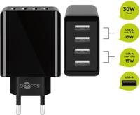 Goobay 4-way usb charger (30 w) (zwart) - thumbnail
