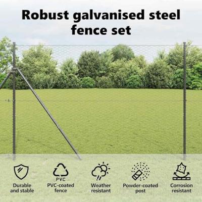 VidaXL Afrasteringspaal grijs 10 x 1,5 m (36 mm gaas) staal en pvc