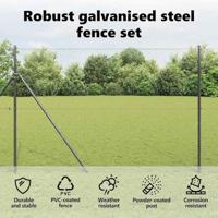 VidaXL Afrasteringspaal grijs 10 x 1,5 m (36 mm gaas) staal en pvc - thumbnail