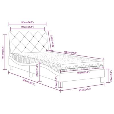 Bed met matras fluweel donkergroen 90x190 cm