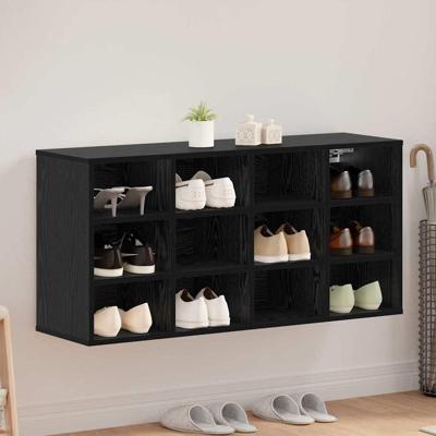 Schoenenkast Zwart eiken 103 x 30 x 51 cm Bewerkt hout