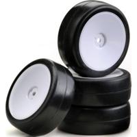 Absima 1/10 slick banden op witte disk velgen (4) - thumbnail