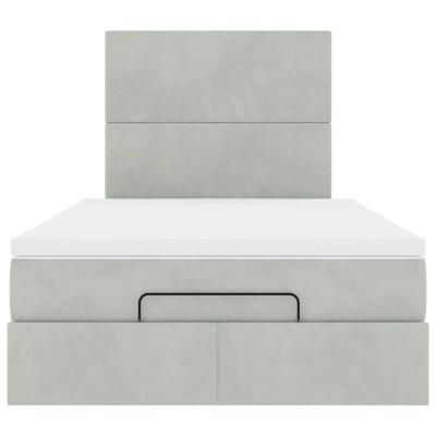 Ottoman bed met matrassen en LED's 180x200cm fluweel lichtgrijs - thumbnail