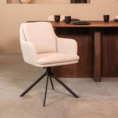 LABEL51 Eetkamerstoel Joy - Naturel - Boucle - Black Frame