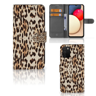 Samsung Galaxy A03s | Telefoonhoesje | Met pasjeshouder | Leopard