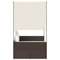 Ligbed tweepersoons met dak en gordijn poly rattan bruin - thumbnail