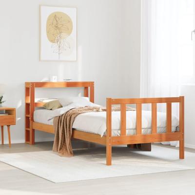 Bedframe met hoofdbord massief grenenhout wasbruin 100x200 cm Bedframe met hoofdbord massief grenenhout wasbruin 100x200 cm
