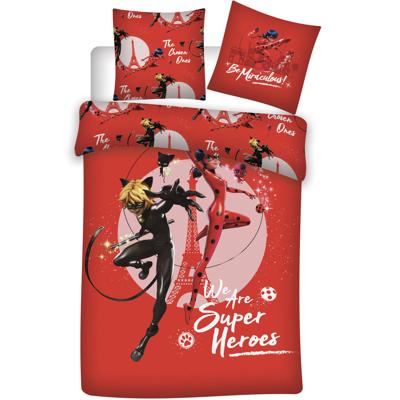 Miraculous Dekbedovertrek Superheroes- 140 x 200 cm + 63 x 63 cm - Polyester