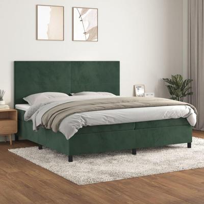 Boxspring met matras fluweel donkergroen 200x200 cm