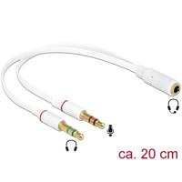 Delock 65585 Jackplug Audio Aansluitkabel [1x Jackplug female 3,5 mm - 2x Jackplug male 3,5 mm] 20 cm Wit - thumbnail