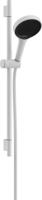 Hansgrohe Rainfinity doucheset 130 3jet met glijstang S Puro 65 cm, push-schuifstuk en Designflex textiel doucheslang 160 cm, mat wit - thumbnail
