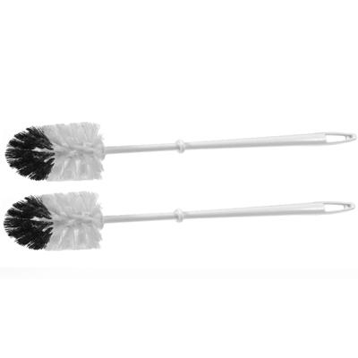 2x stuks wc/toiletborstel wit/zwart met slijtzone van kunststof - Toiletborstels