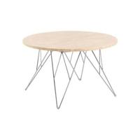 Rebellenclub Broome Salontafel - ø80 - Travertin Look Met Chrome Poten - thumbnail