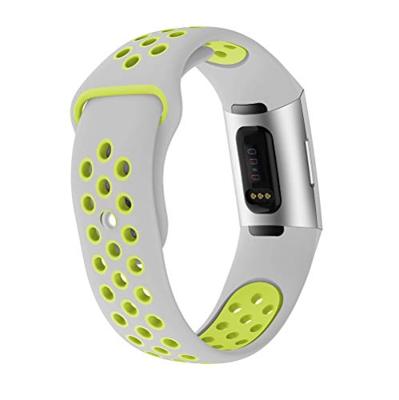 Fitbit Charge 3 & 4 siliconen DOT bandje - Groen / Grijs - Maat: Large - thumbnail