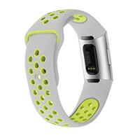 Fitbit Charge 3 & 4 siliconen DOT bandje - Groen / Grijs - Maat: Small - thumbnail