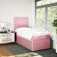 Boxspring met matras fluweel roze 90x200 cm - thumbnail