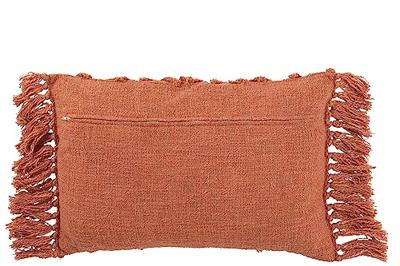 J-Line kussen Kwastje - katoen - terracotta