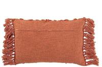 J-Line kussen Kwastje - katoen - terracotta - thumbnail